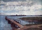 Wilhelm Trubner Bootssteg auf der Herreninsel im Chiemsee oil on canvas